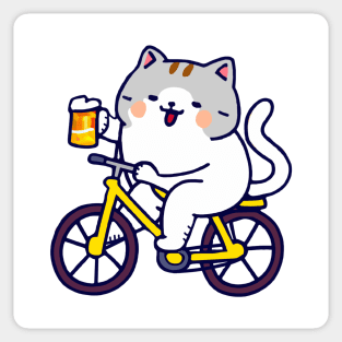 Kawaii Cute Fat Cat On a Bike Sticker